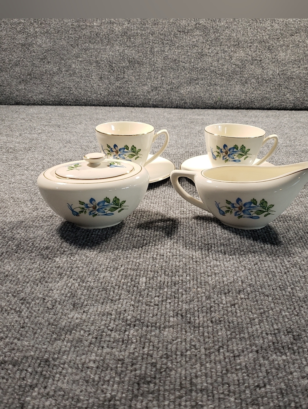 Vintage Royal Crown Tea Set For Two- Sugar Bowl Creamer Cup And Saucer Set Of 2